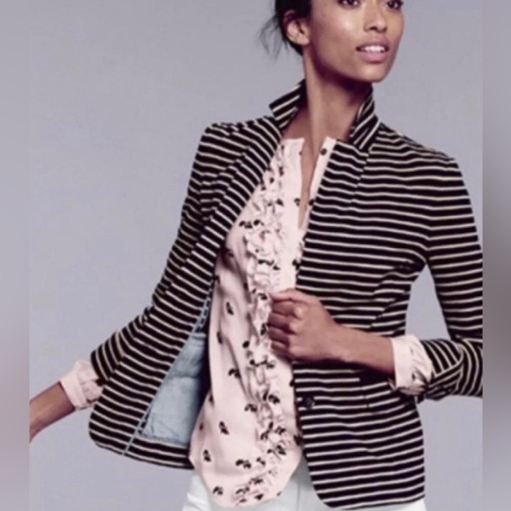 J.Crew Striped Black and Tan Maritime Blazer